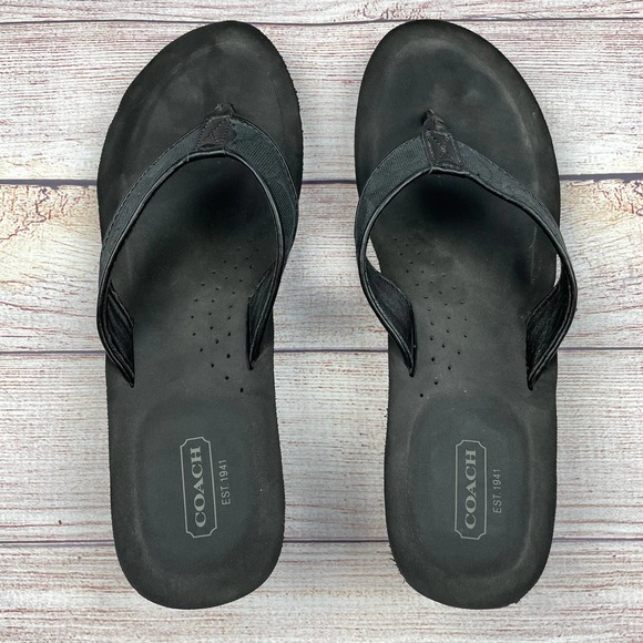 Coach Jaciee Wedge Flip Flop Black Sandals - Picture 7 of 8